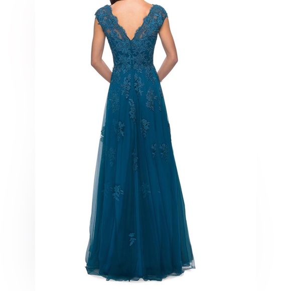 NEW LA FEMME Evening Mother of the Bride Teal A-Line Dress Women 6 Evening Gown. - Picture 2 of 9